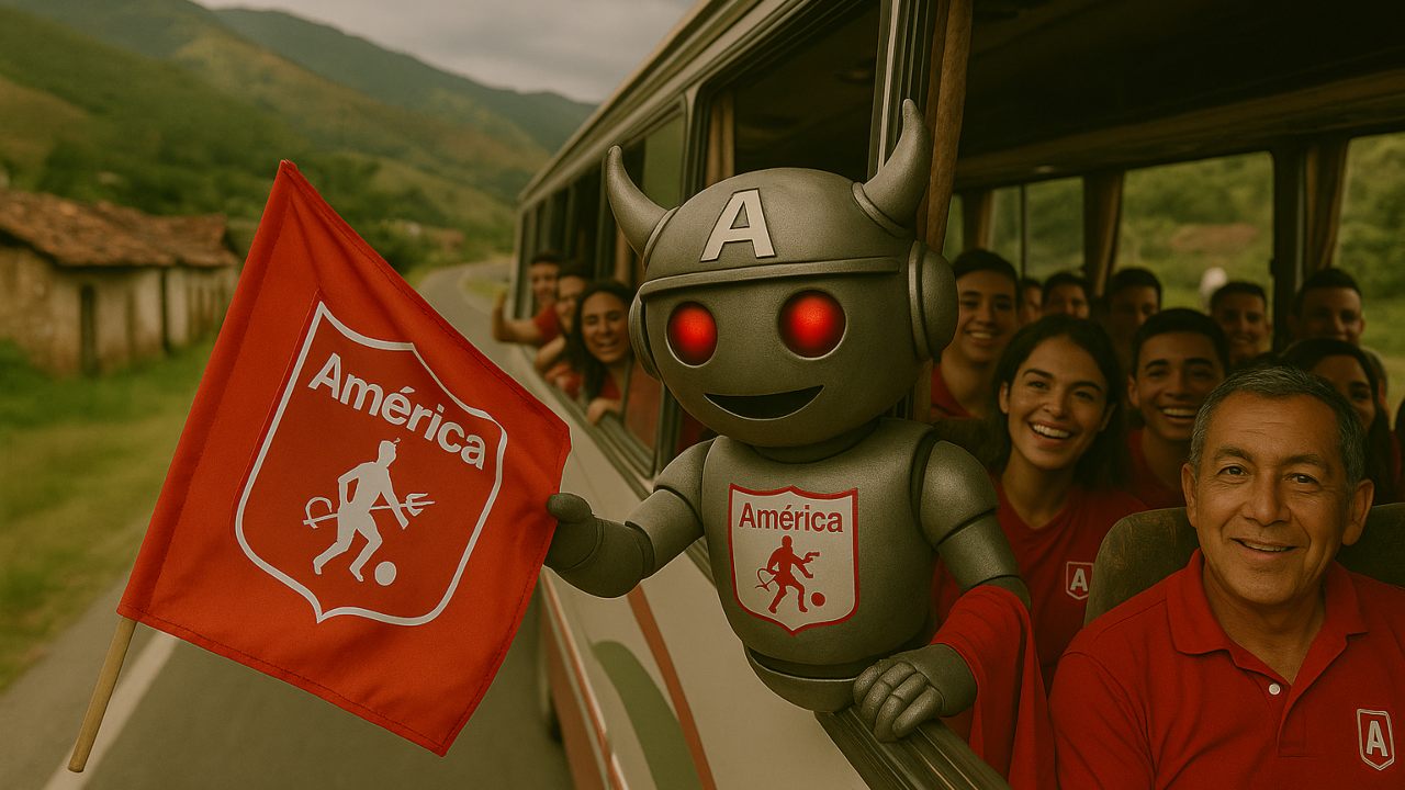 DIAblini, reportero virtual de América de Cali rumbo al juego contra el Unión | Foto: América Play / IA.