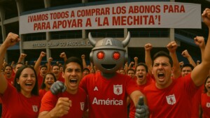 DIAblini e hinchas de América de Cali a las afueras del Pascual | Foto: América Play / IA.