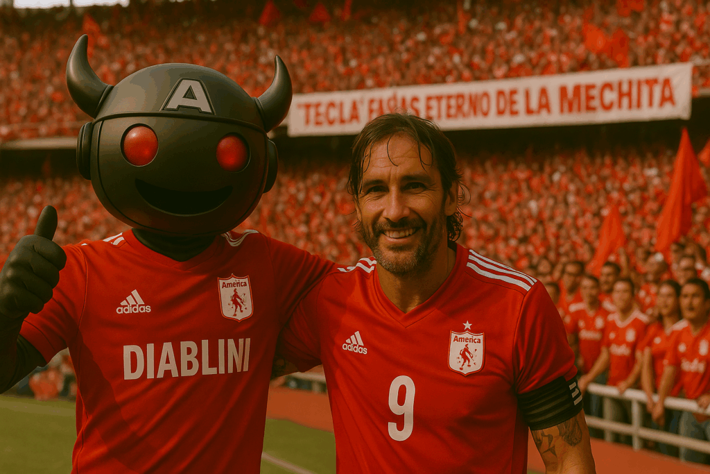 DIAblini y 'Tecla' Farías en el estadio Pascual Guerrero | Foto: IA/América Play.